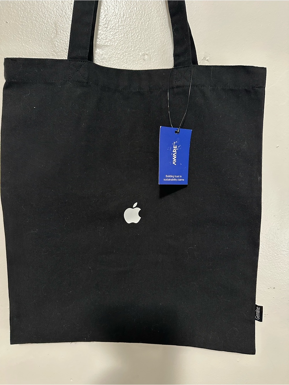 Apple Black Canvas Tote with White Apple Logo